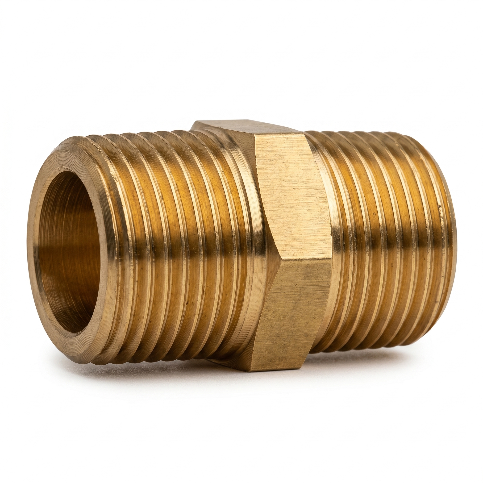NIPLE DE BRONCE 1/4 HE X 1/4 HE MISTIPLAS